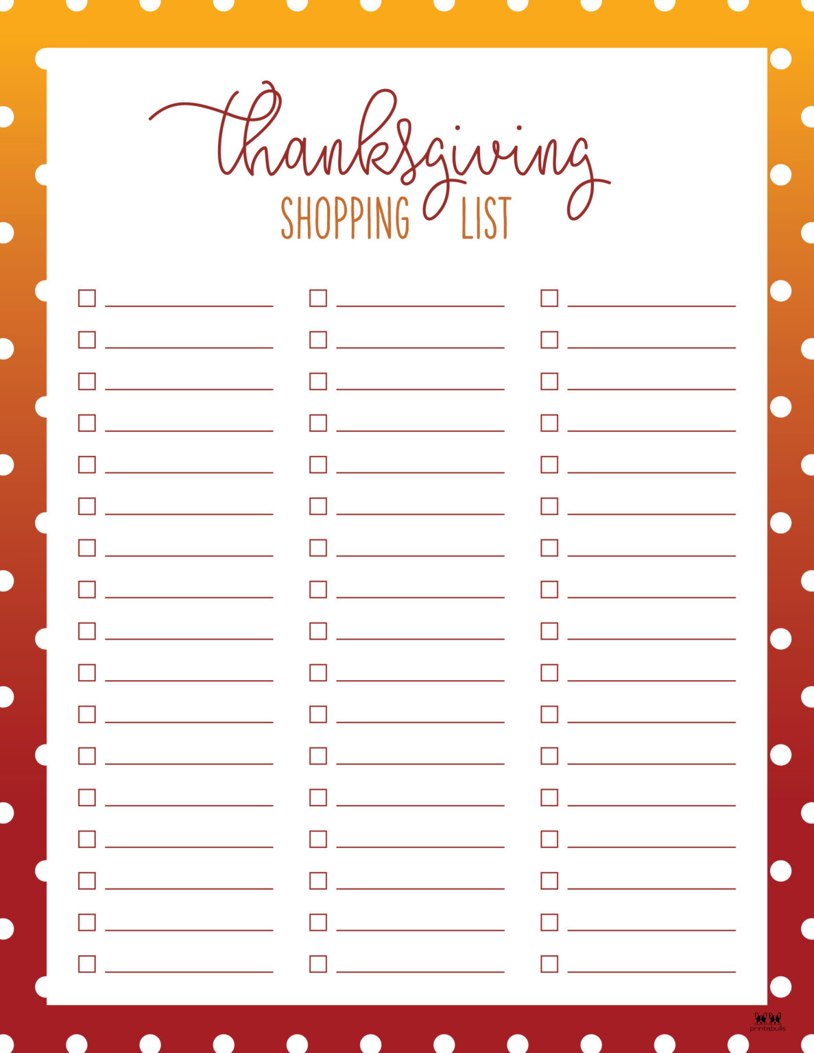 Thanksgiving Shopping Lists & Checklists - 30 FREE Printables - PrintaBulk