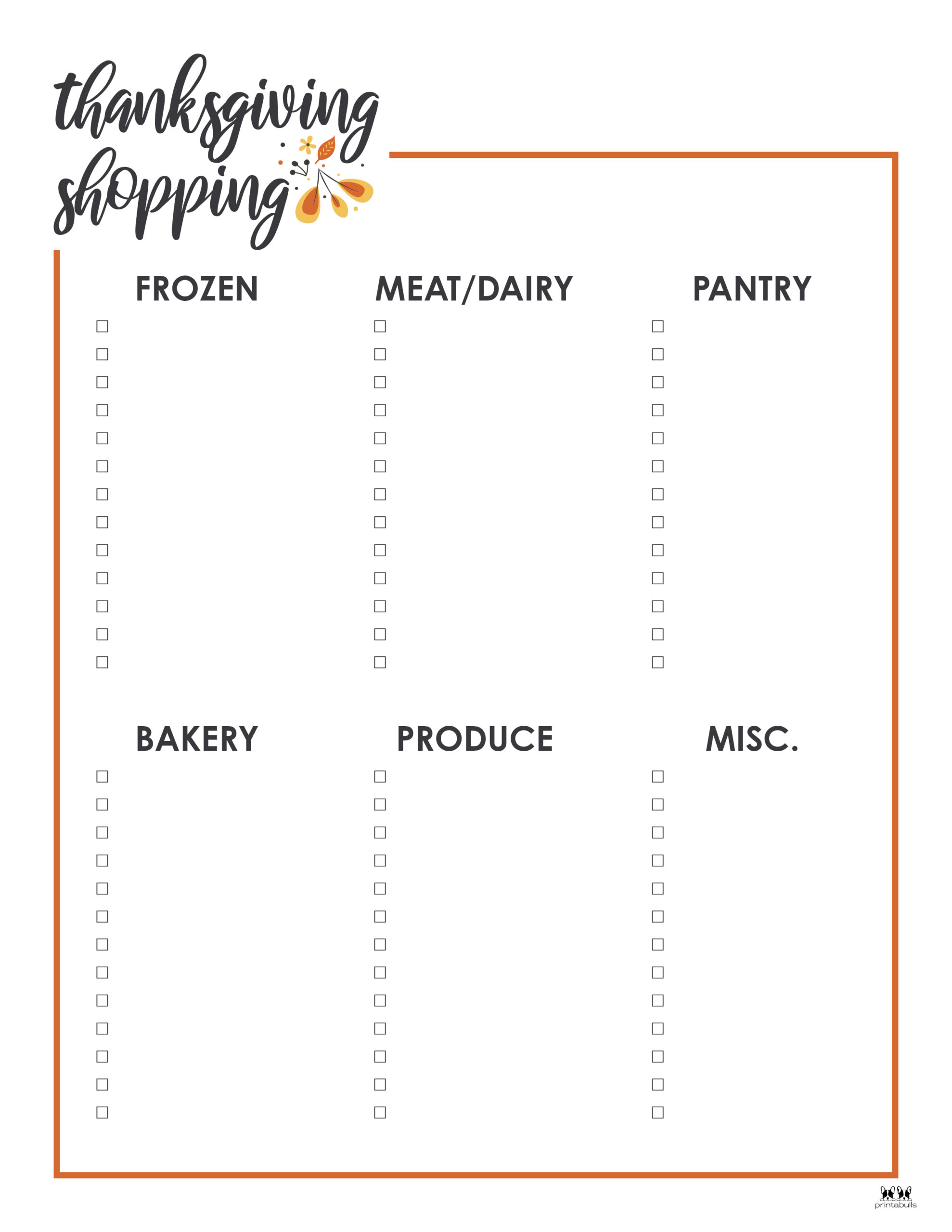 Thanksgiving Shopping Lists & Checklists 30 FREE Printables Printabulls