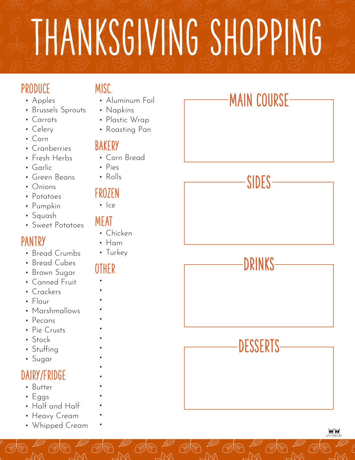 Thanksgiving Shopping Lists & Checklists - 30 FREE Printables | Printabulls