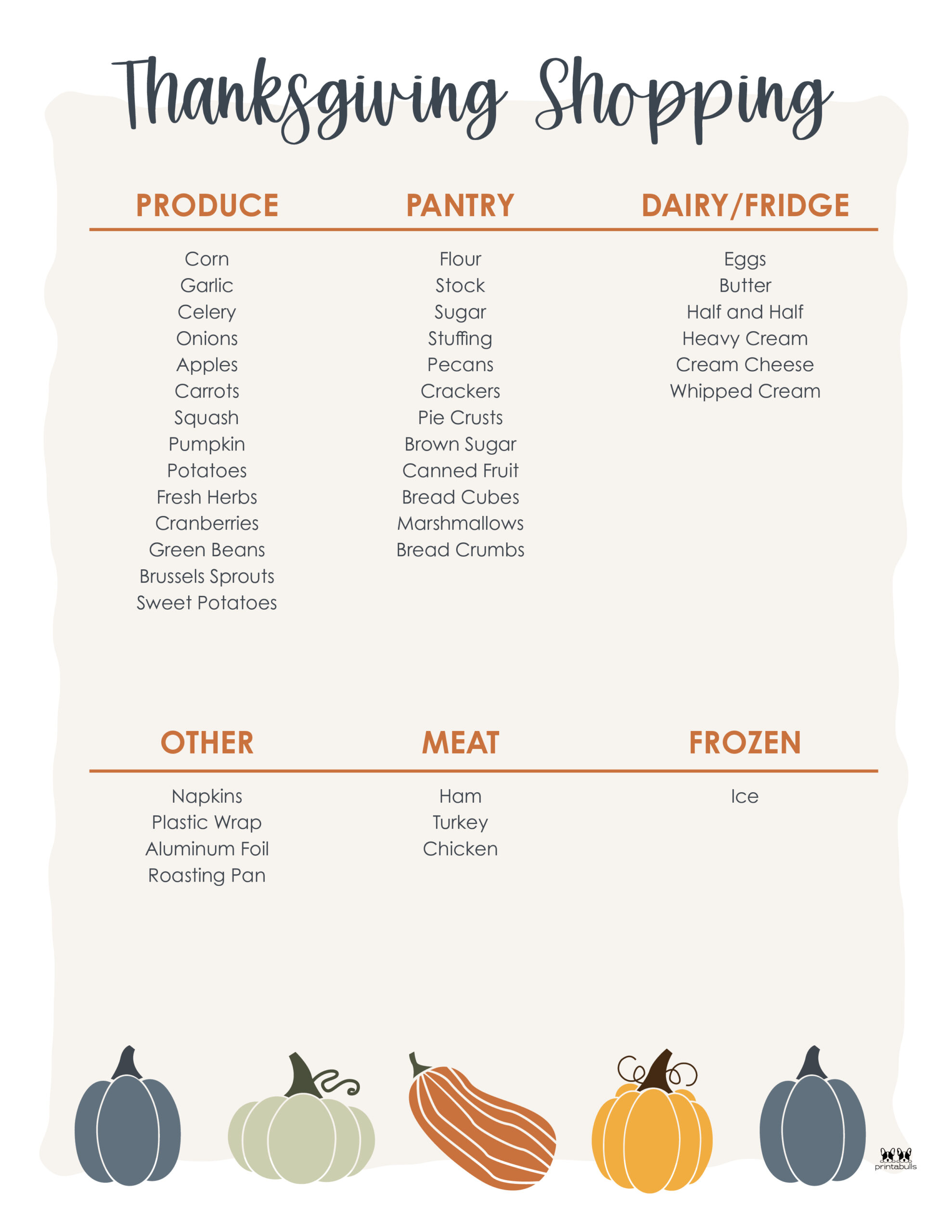 Thanksgiving Shopping Lists Checklists 30 FREE Printables Printabulls