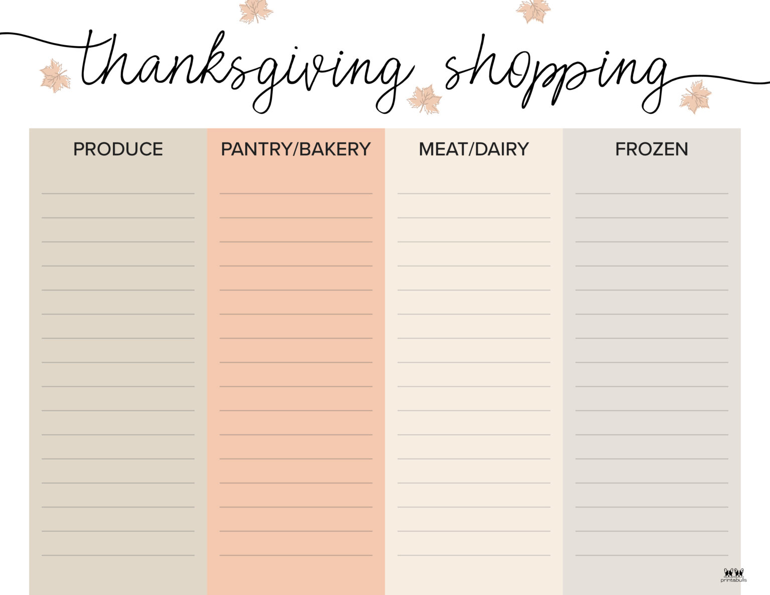 Thanksgiving Shopping Lists & Checklists 30 FREE Printables Printabulls