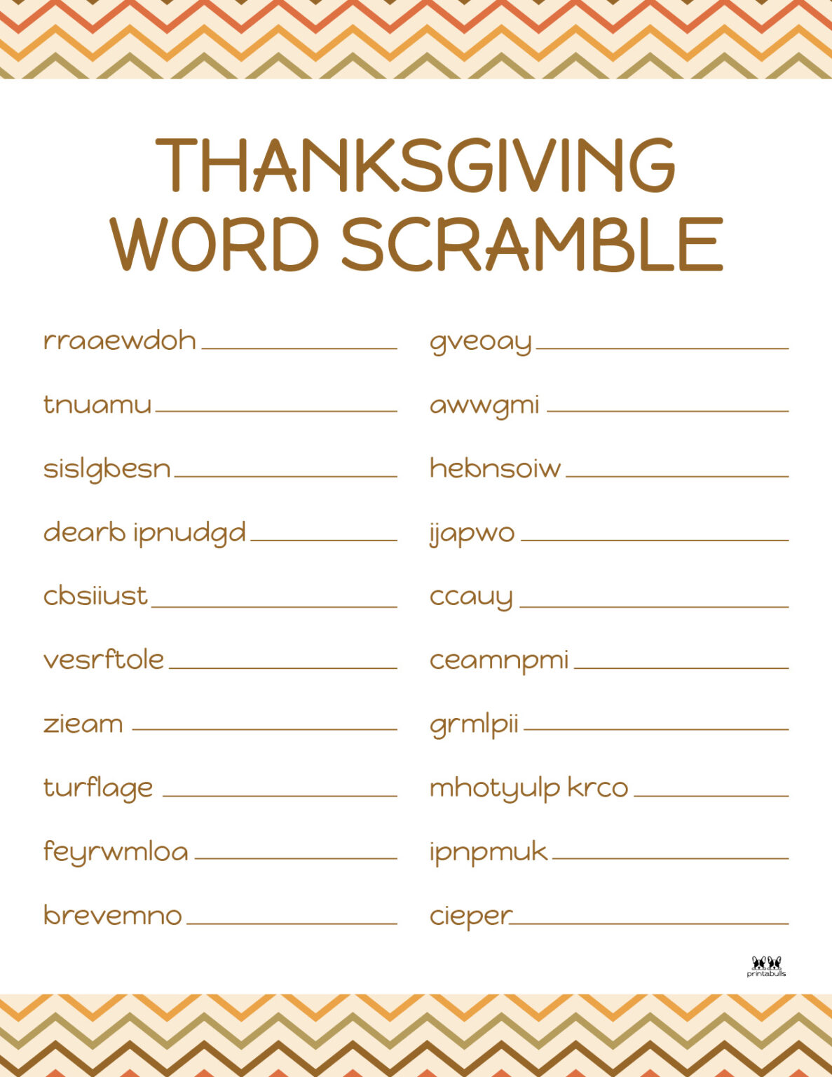 Thanksgiving Word Scrambles 10 Free Printables Printabulls