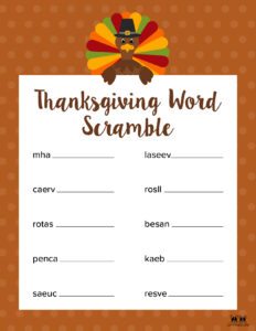 Thanksgiving Word Scrambles - 10 FREE Printables | Printabulls