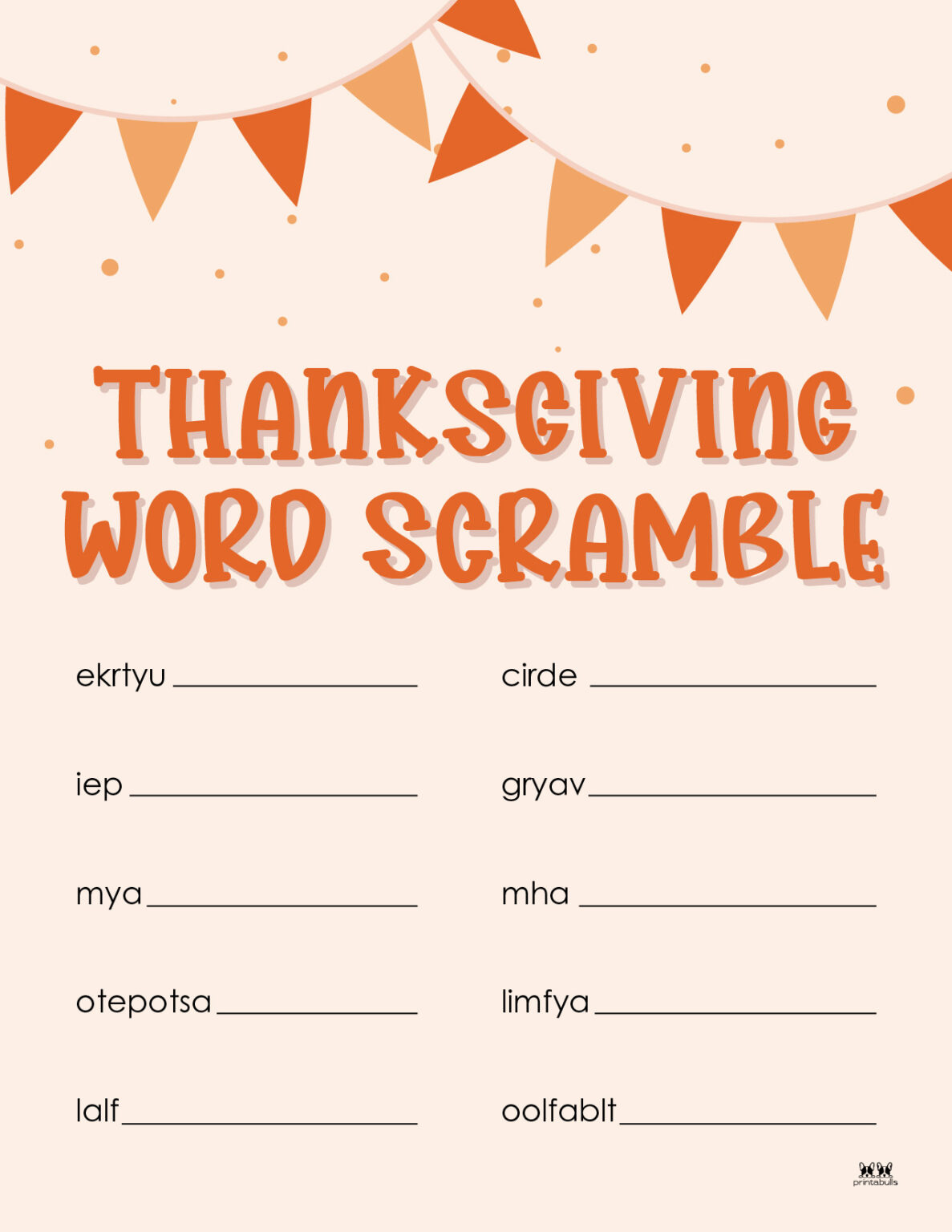 Thanksgiving Word Scrambles 10 FREE Printables Printabulls