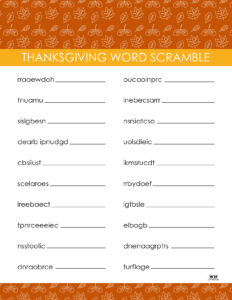 Thanksgiving Word Scrambles - 10 FREE Printables | Printabulls