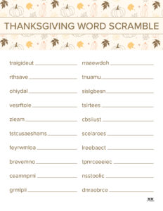 Thanksgiving Word Scrambles - 10 FREE Printables | Printabulls