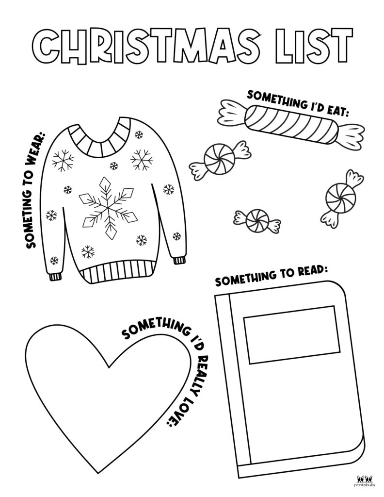 Printable Christmas List Black And White