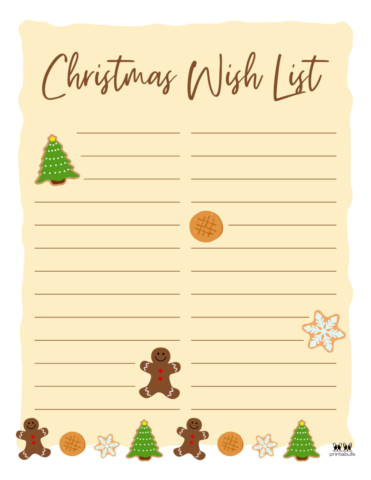 Printable Christmas Lists 25 FREE Printables Printabulls