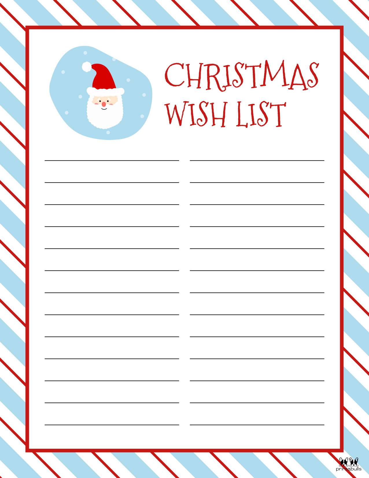 Printable Christmas Lists 25 FREE Printables Printabulls