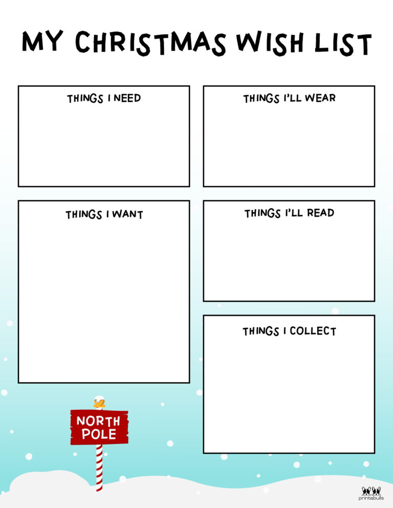 Printable Christmas Lists - 25 FREE Printables | Printabulls