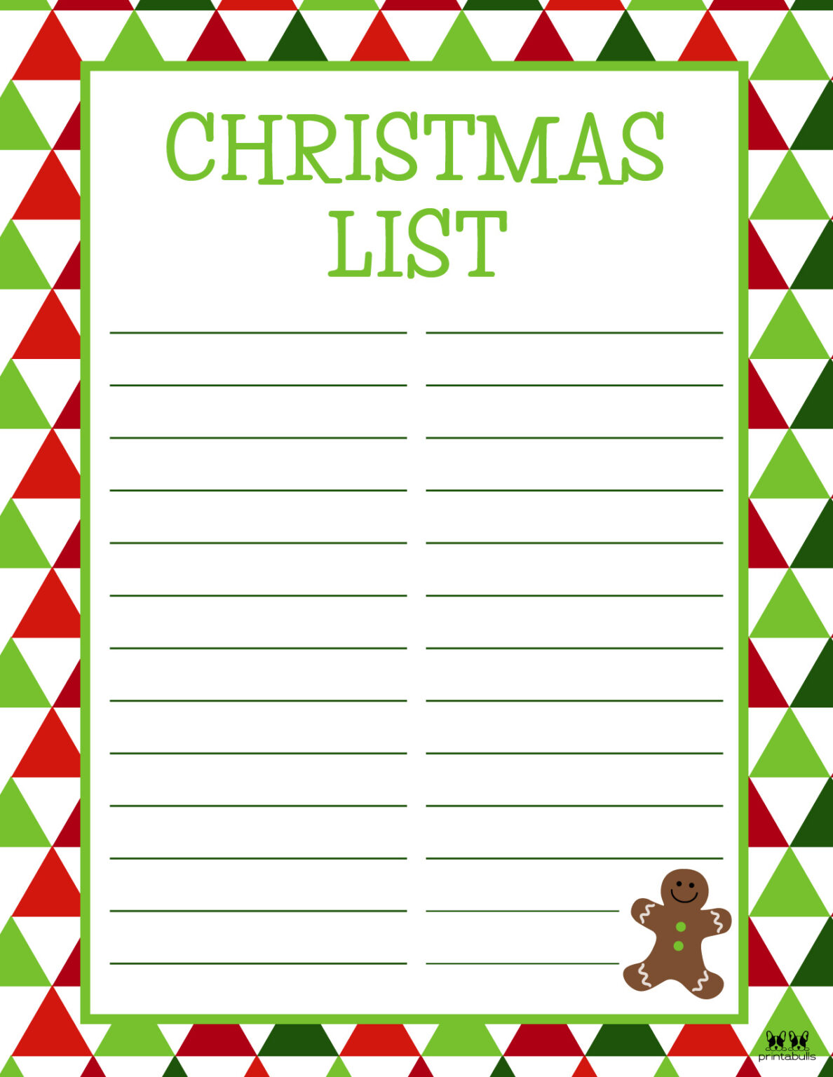 Printable Christmas Lists 25 FREE Printables Printabulls