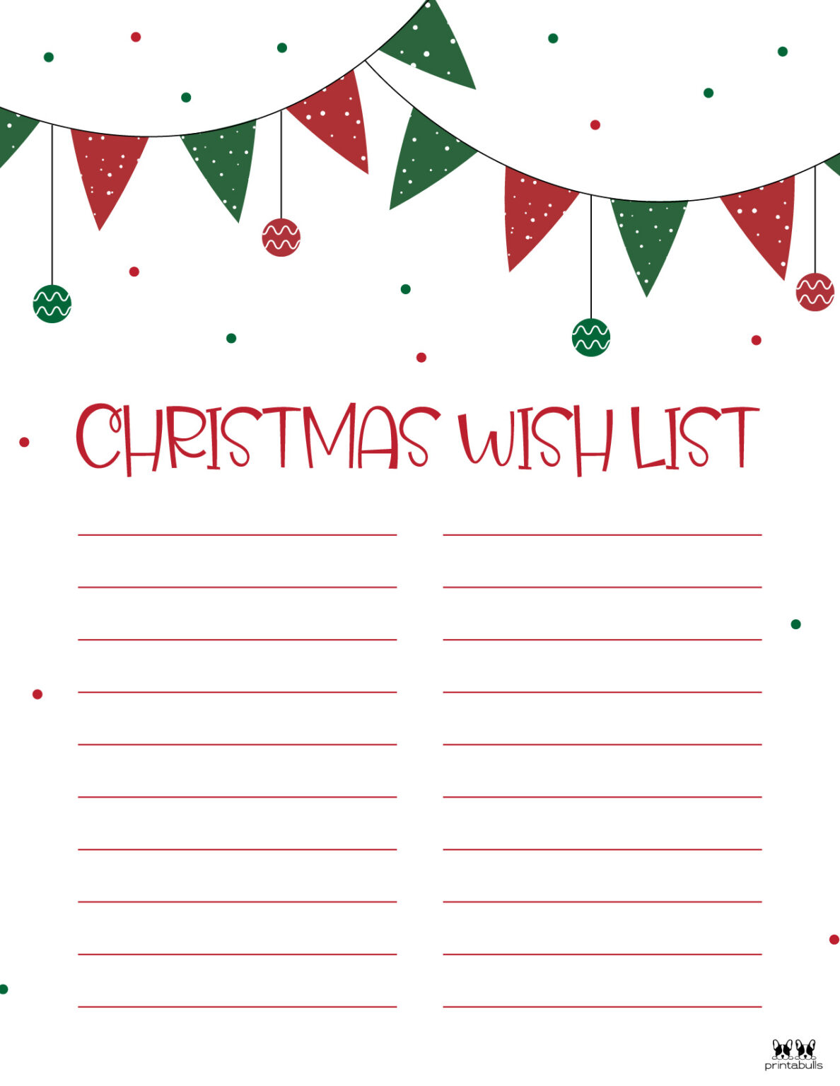 Printable Christmas Lists 25 FREE Printables Printabulls