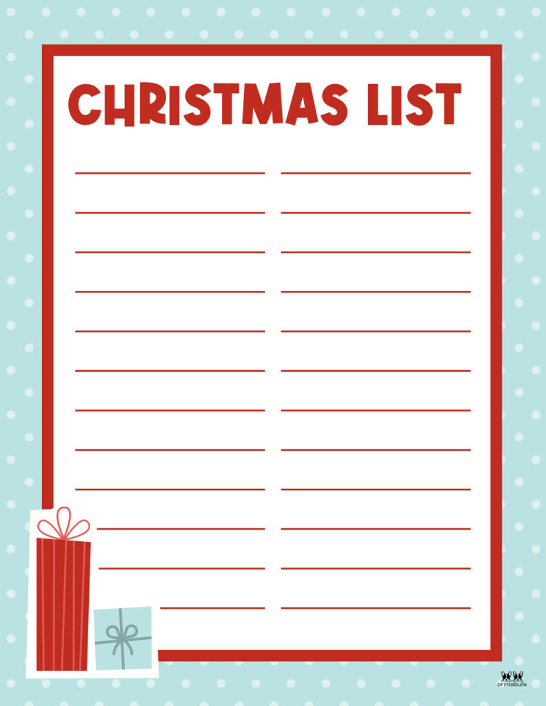 Free Christmas List Template Printable Printable Form Templates and