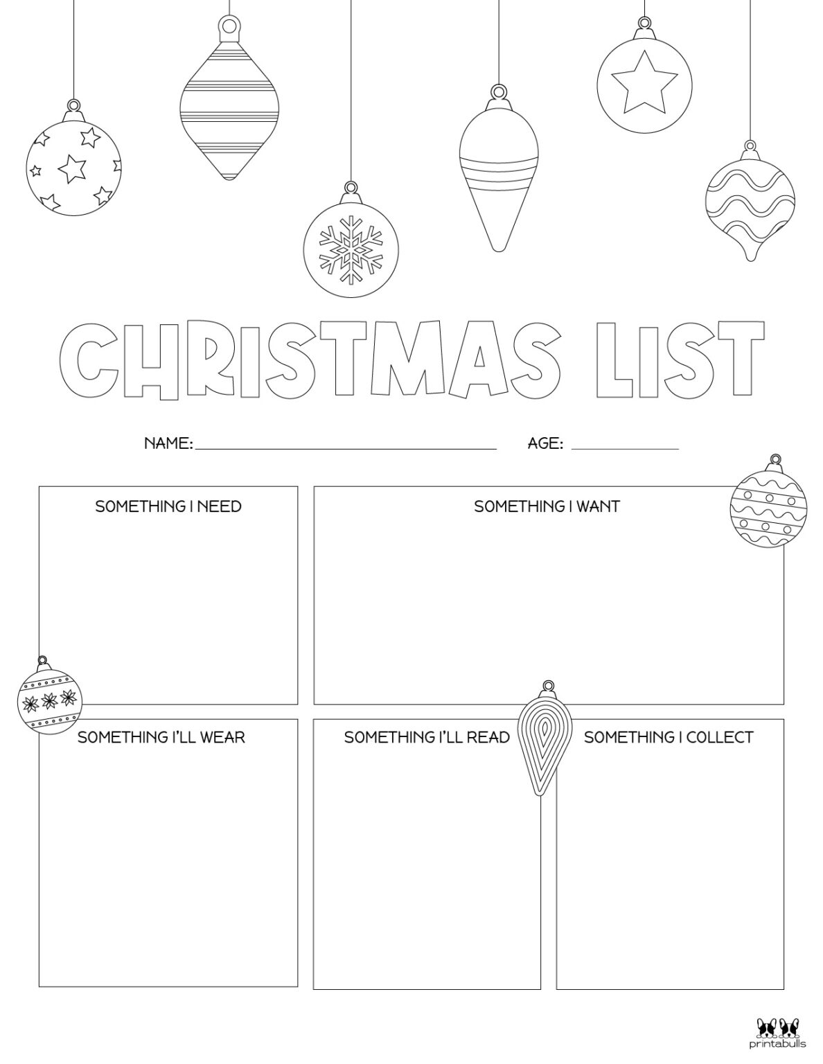 Printable Christmas Lists 25 FREE Printables Printabulls