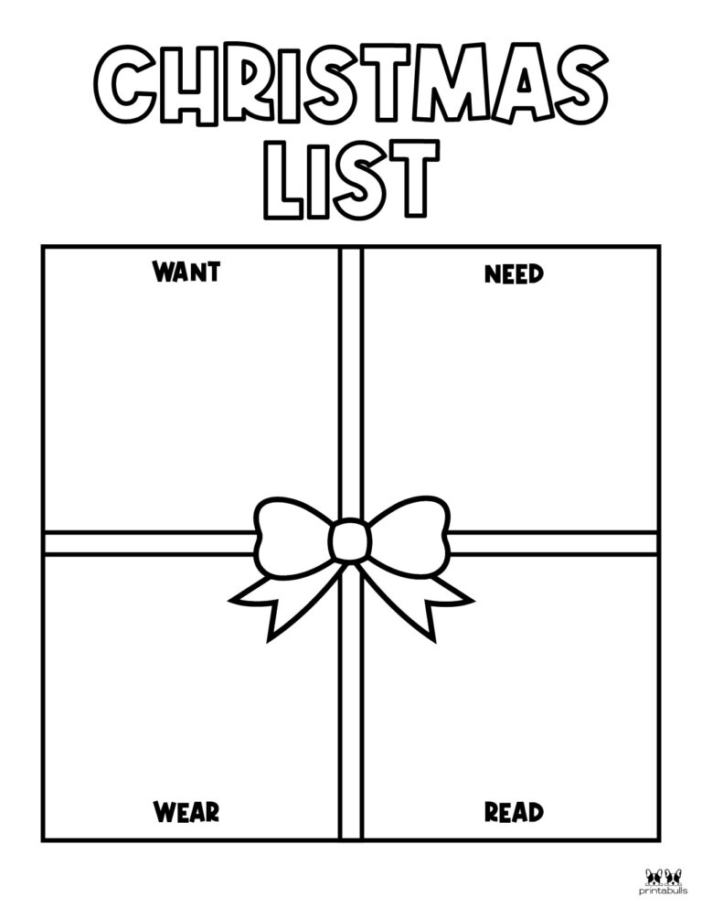 Printable Christmas Lists 25 FREE Printables Printabulls