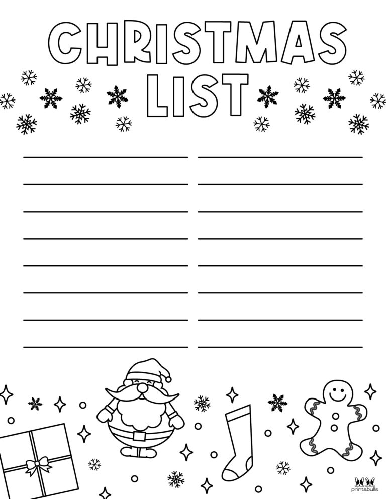 Printable Christmas Lists 25 FREE Printables Printabulls