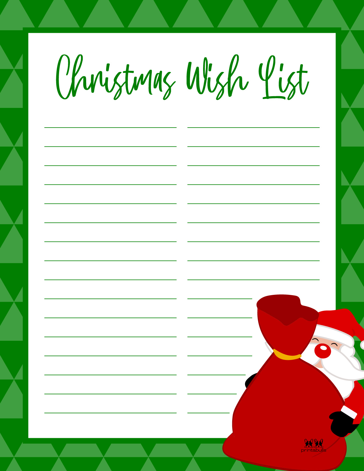 Printable Christmas Lists FREE Printables Printabulls