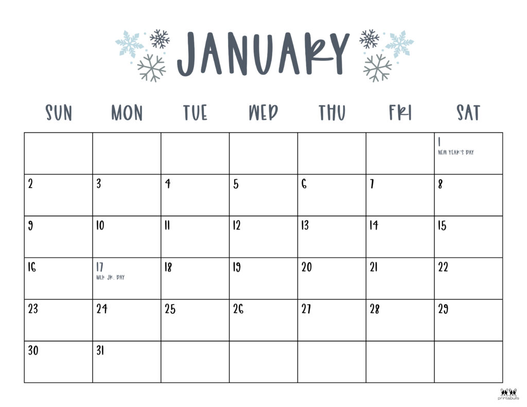 January 2022 Calendar Printable