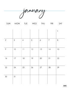 January 2022 Calendars - 15 FREE Printables | Printabulls