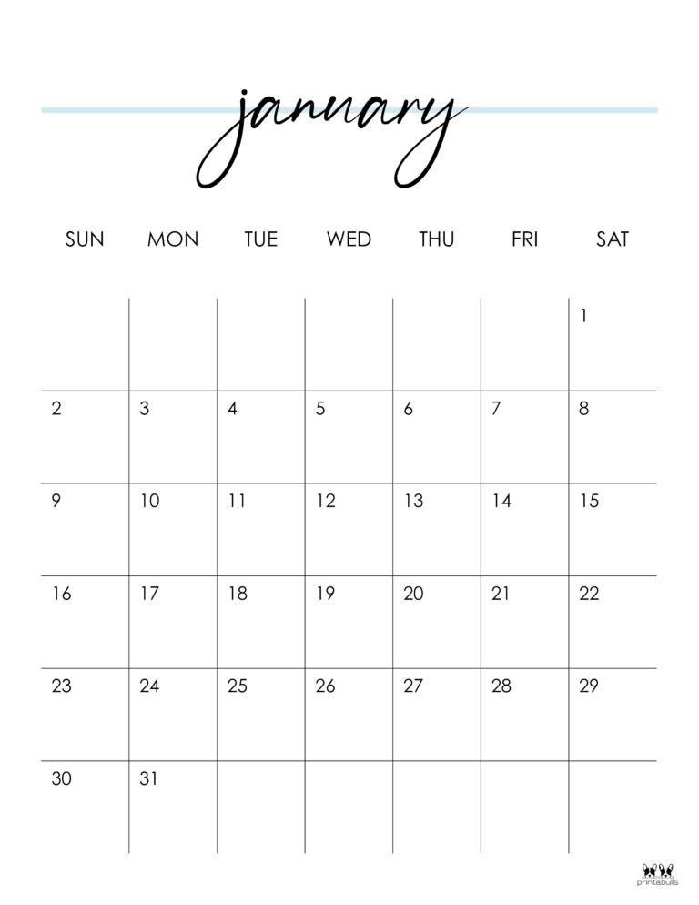 January 2022 Calendars - 15 Free Printables 