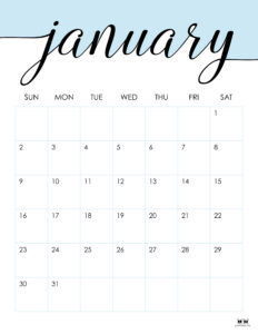 January 2022 Calendars - 15 FREE Printables | Printabulls