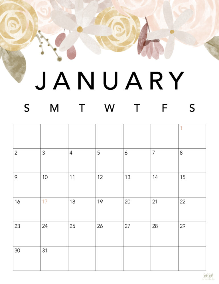 January 2022 Calendars - 15 FREE Printables | Printabulls