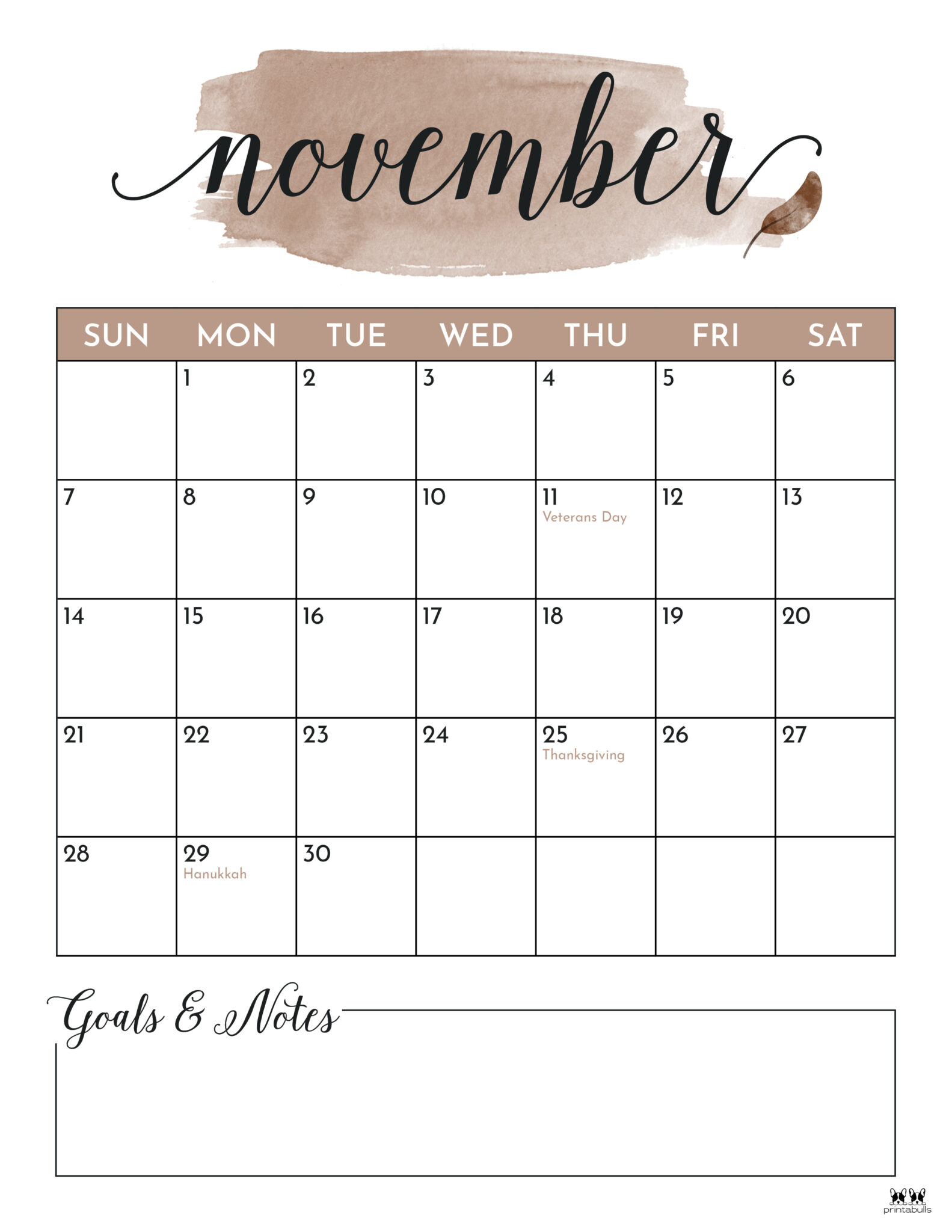 November 2021 Calendars 15 Free Printables Printabulls