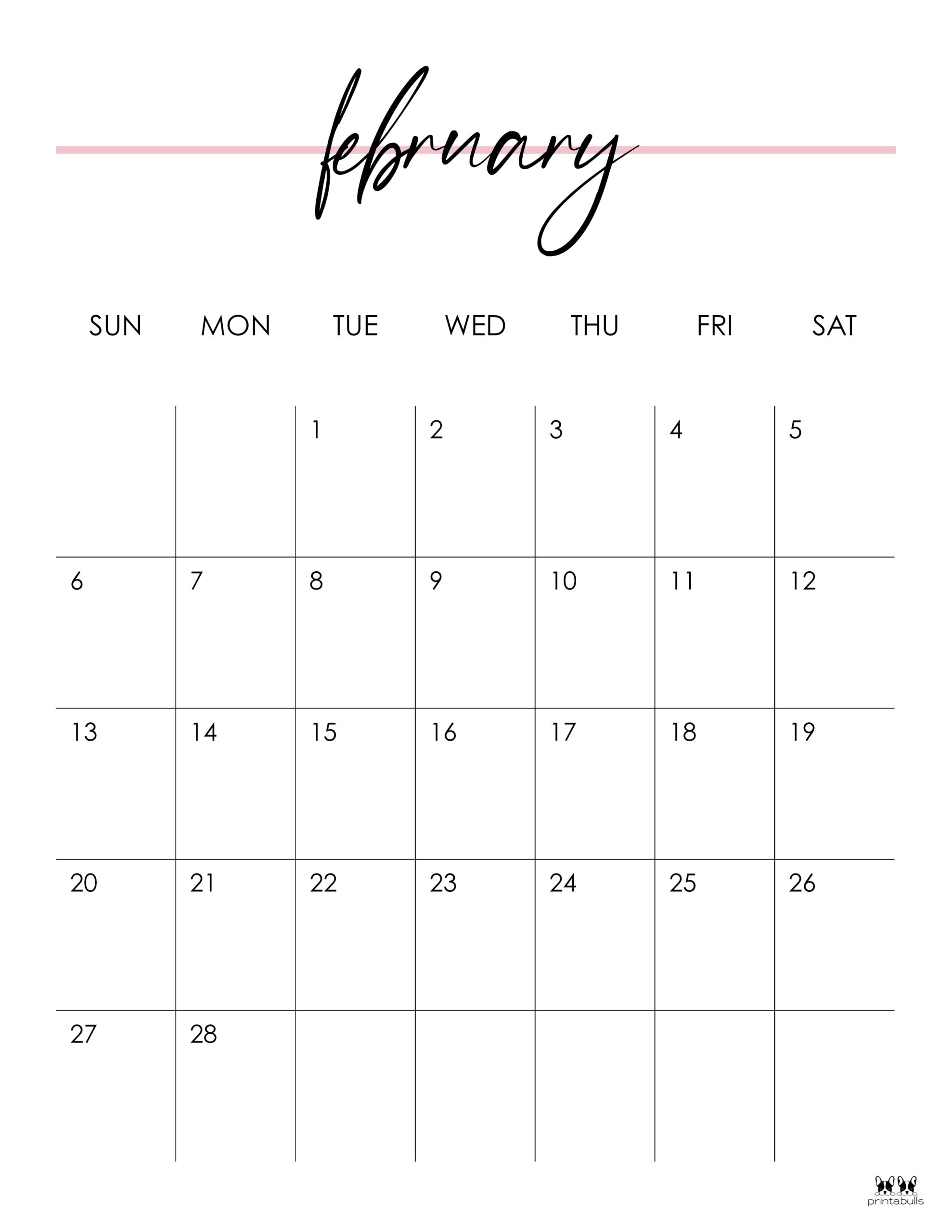 February 2022 Calendars - 15 FREE Printables | Printabulls