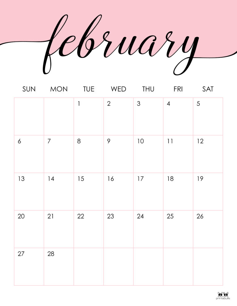 February 2022 Calendars - 15 FREE Printables | Printabulls