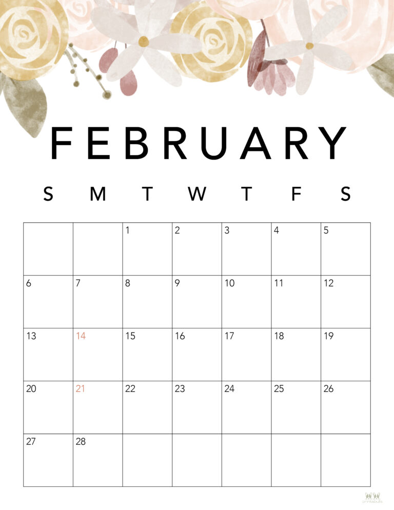 February 2022 Calendars - 15 FREE Printables | Printabulls