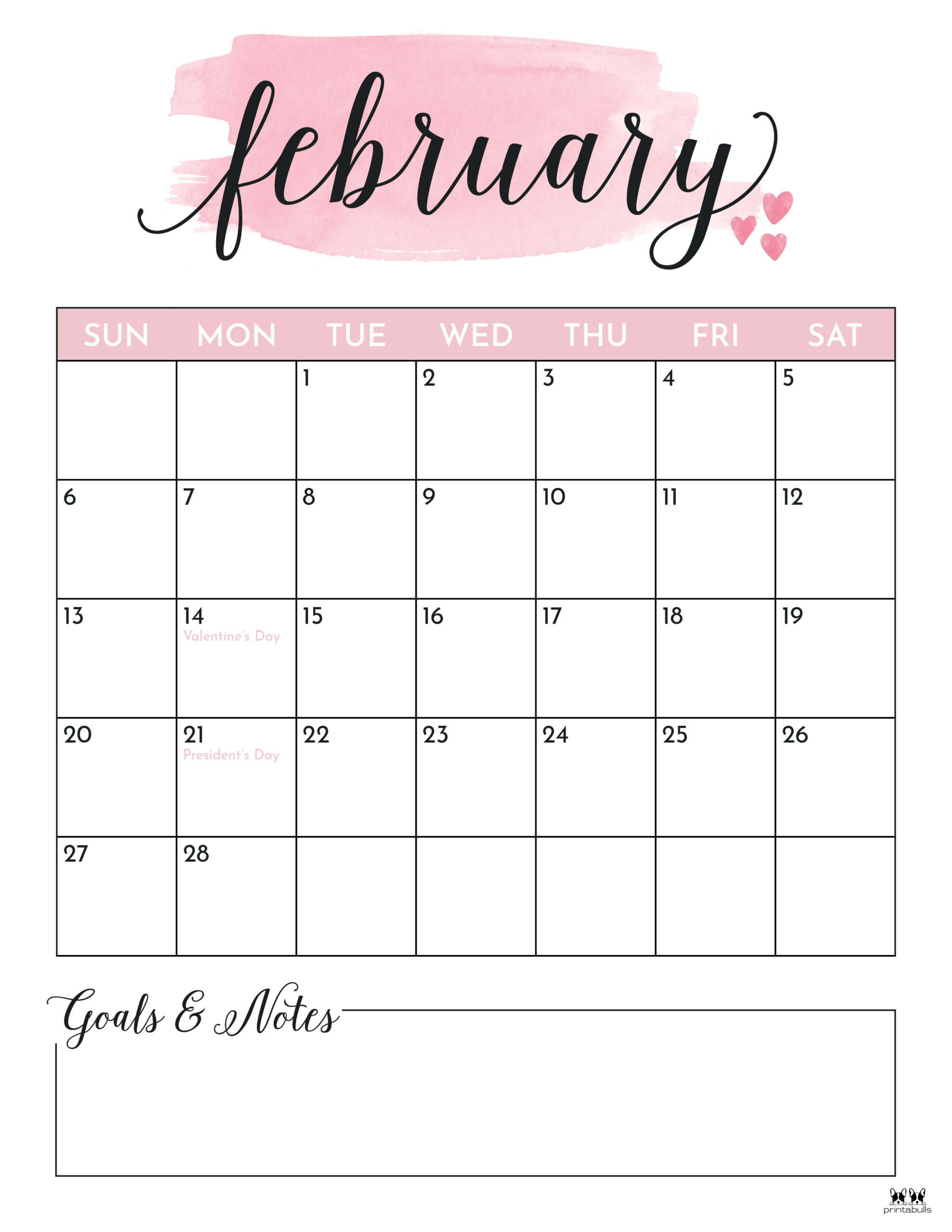 February 2022 Calendars - 15 FREE Printables | Printabulls