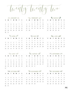 2022 Yearly Calendars - 25 FREE Printables | Printabulls