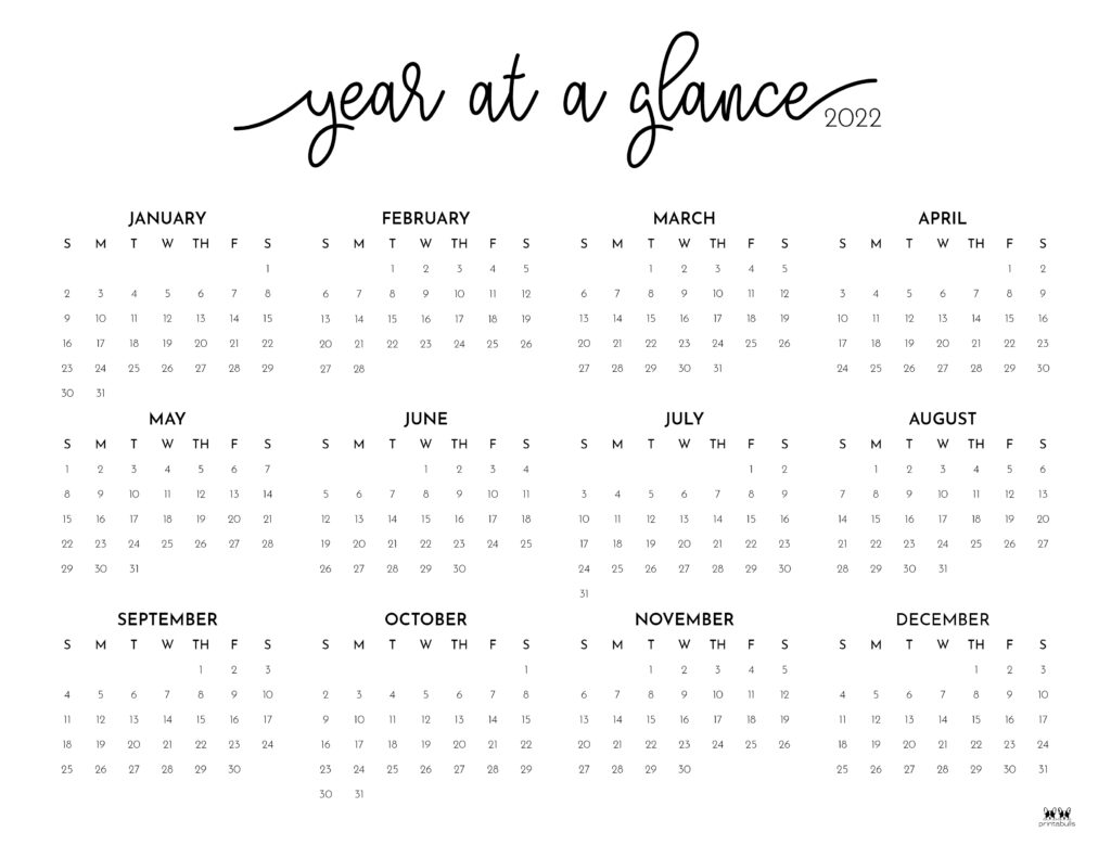 Printable Calendar 2022 Entire Year