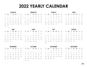 2022 Yearly Calendars - 25 FREE Printables | Printabulls