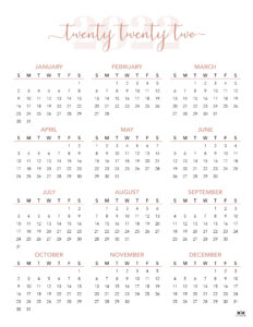 2022 Yearly Calendars - 25 FREE Printables | Printabulls