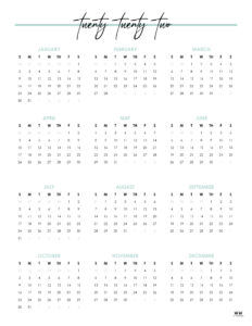 2022 Yearly Calendars - 25 FREE Printables | Printabulls