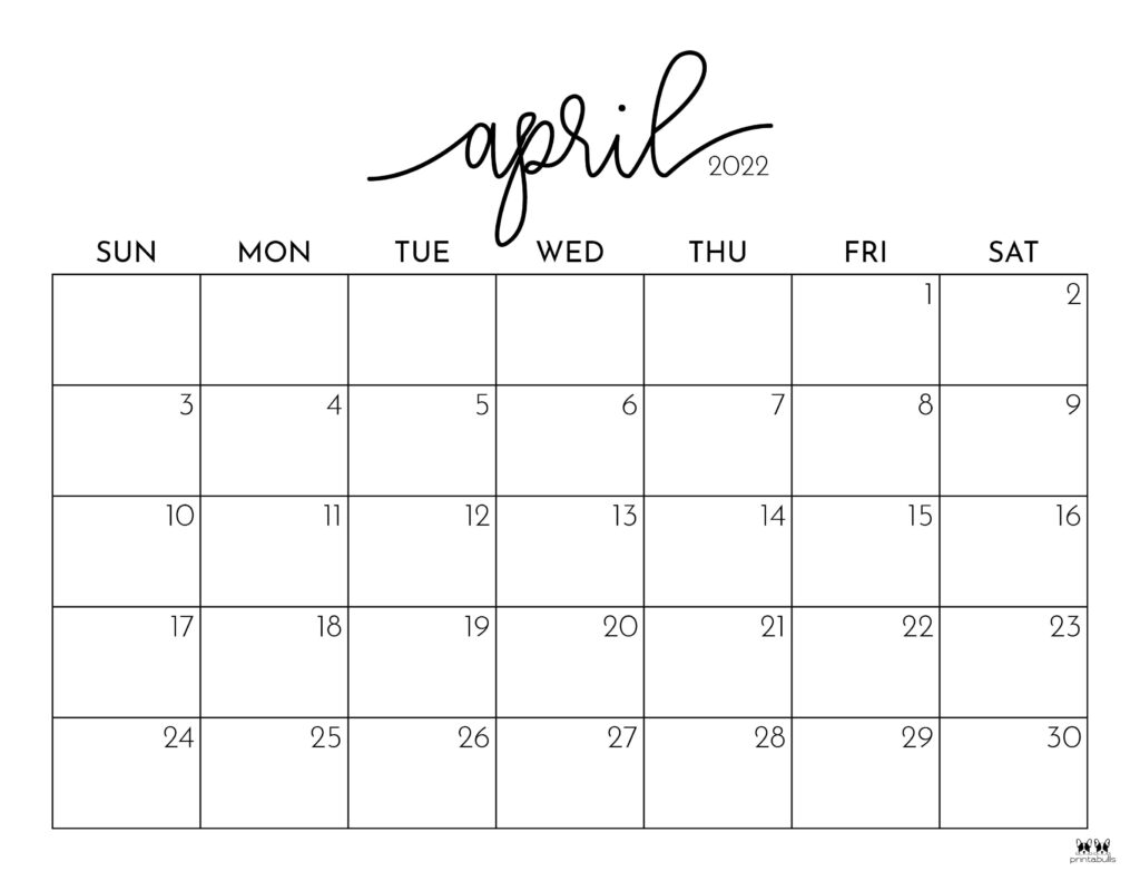 april 2022 calendars 25 free printables printabulls