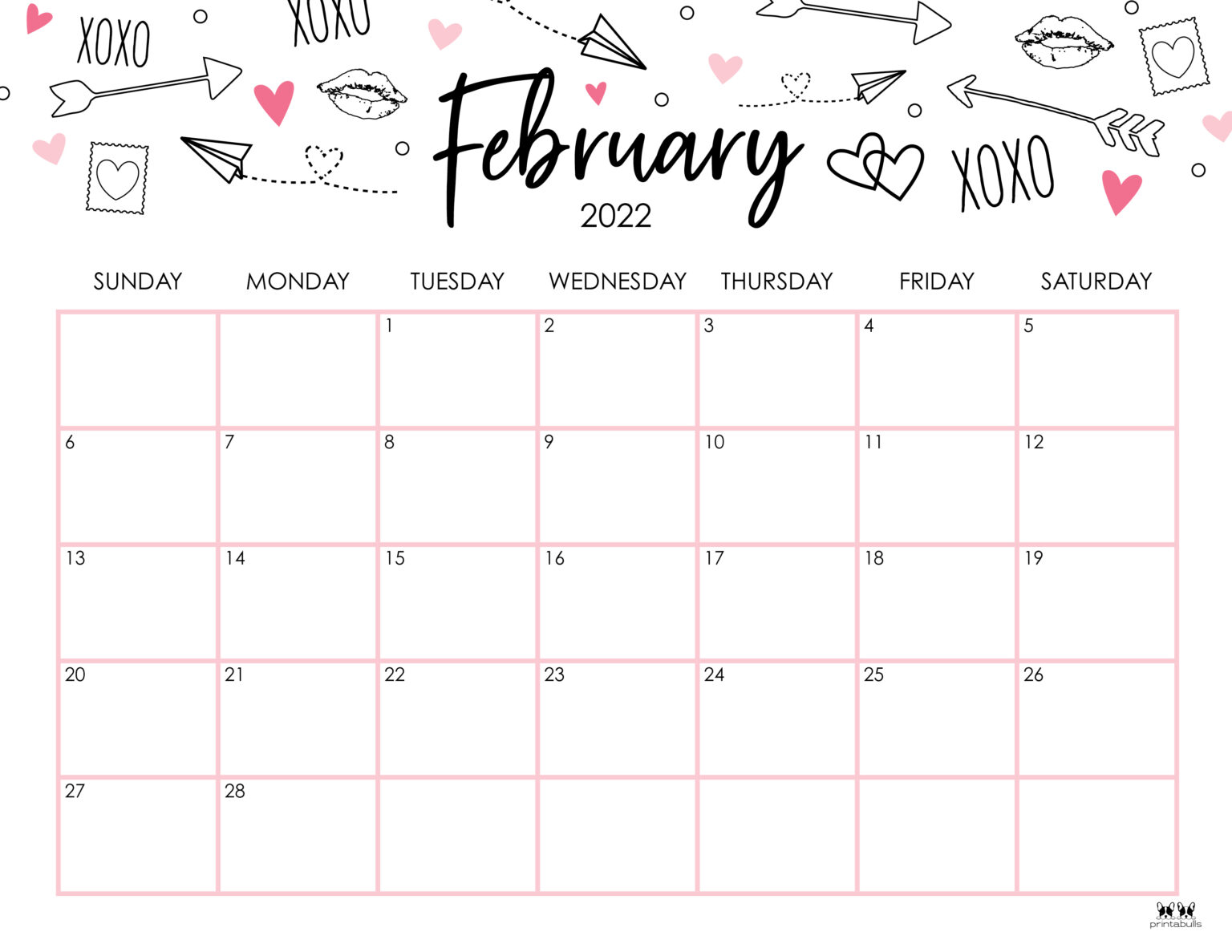 February 2022 Calendars 15 FREE Printables Printabulls