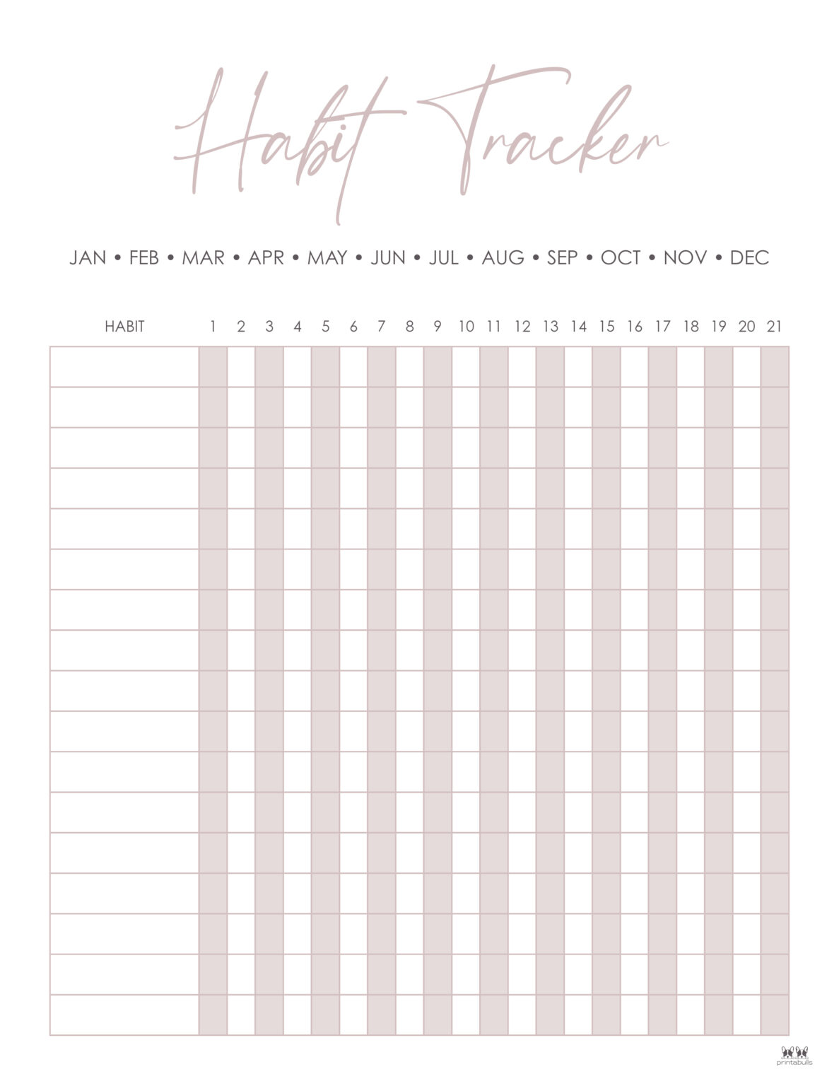 Habit Trackers - 25 FREE Printables | Printabulls