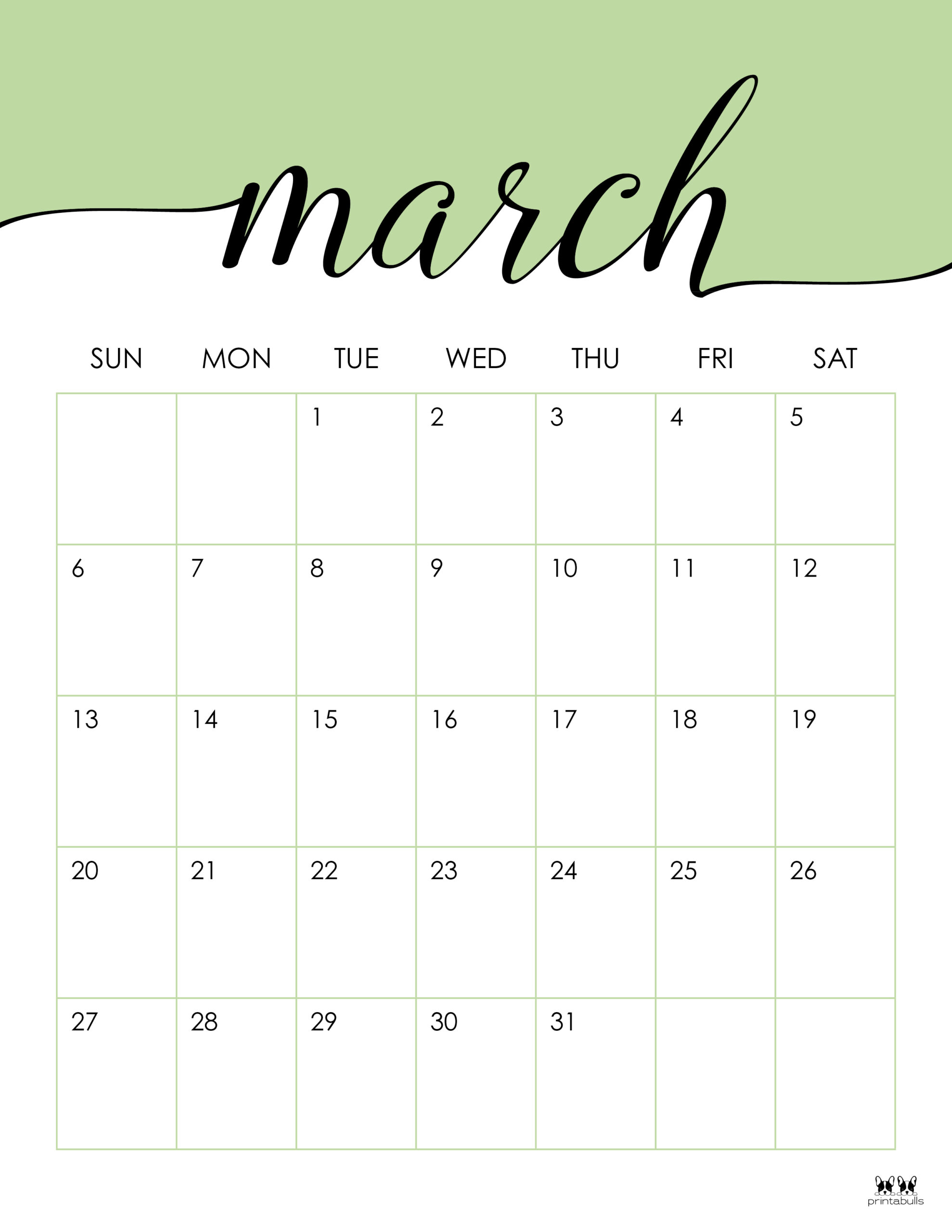 March 2022 Calendars - 15 FREE Printables | Printabulls