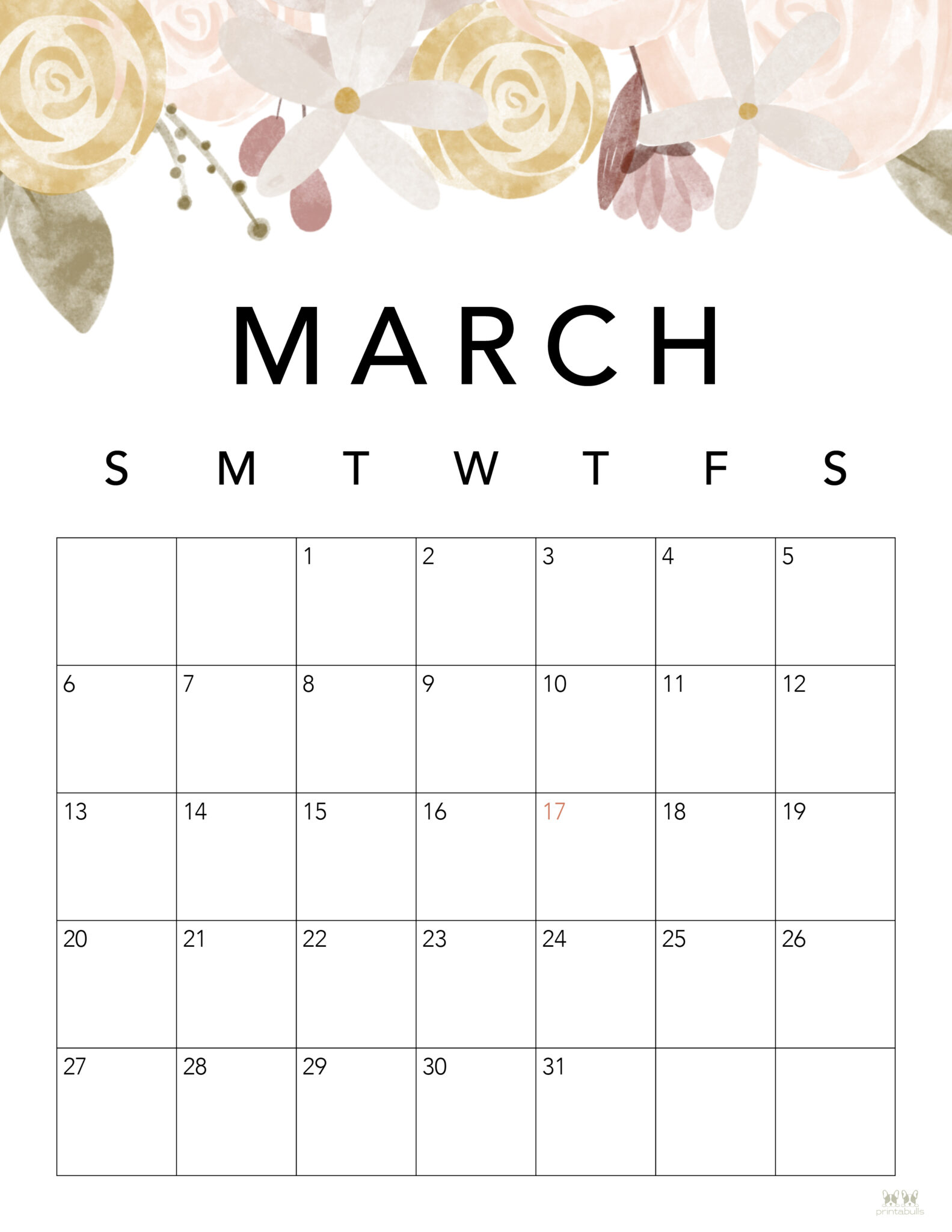 March 2022 Calendars - 15 FREE Printables | Printabulls