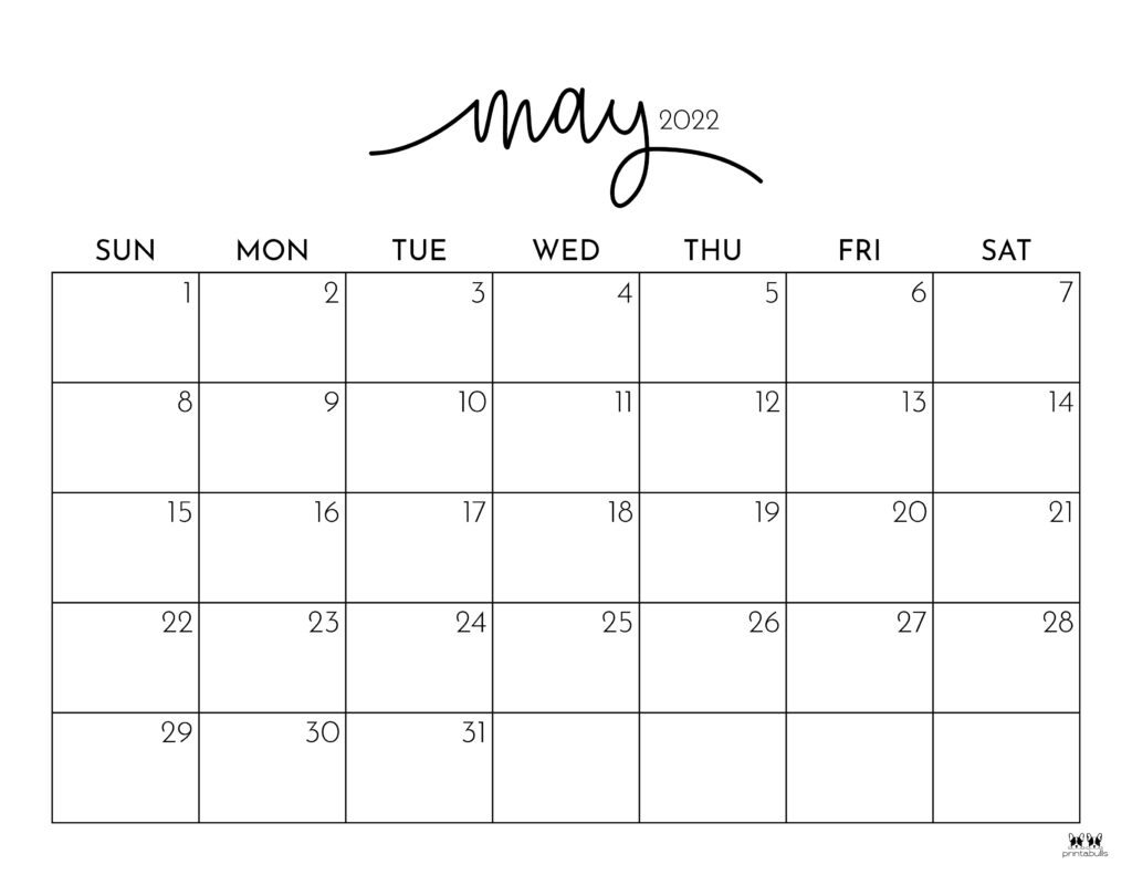 May 2022 Calendars - 25 FREE Printable Calendars