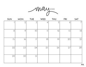 May 2022 Calendars - 25 FREE Printable Calendars | Printabulls