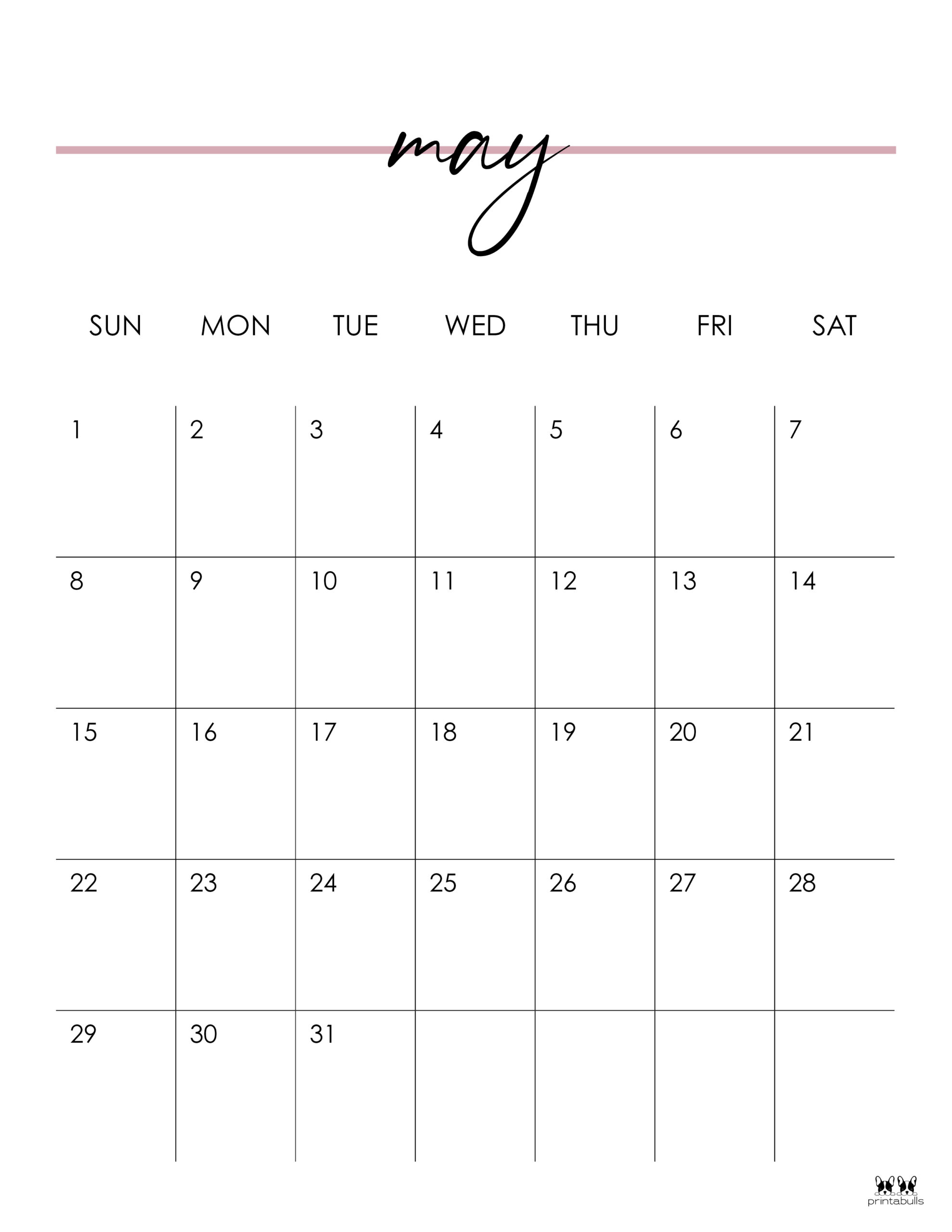 May 2022 Calendars - 25 FREE Printable Calendars | Printabulls