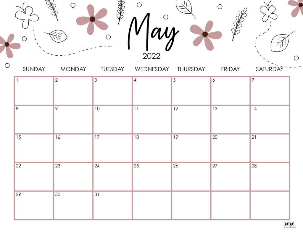 May 2022 Calendar Printable Pretty Printable Form Templates and Letter