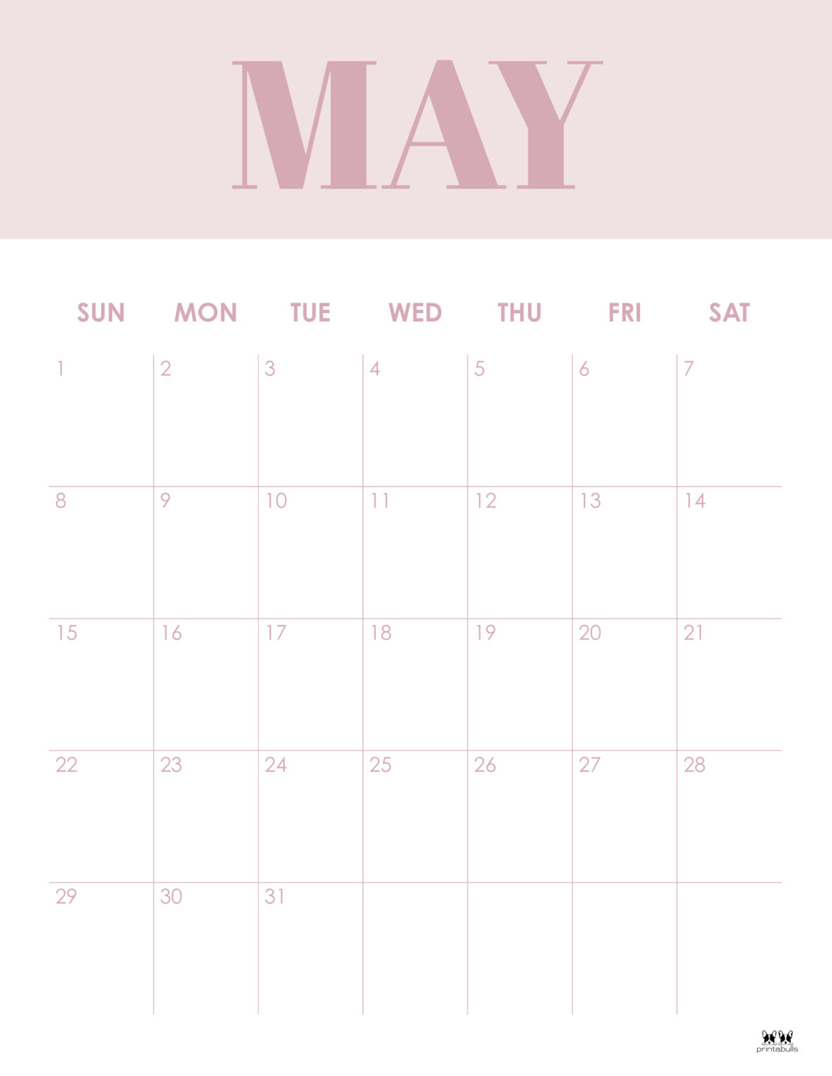 May 2022 Calendars - 25 FREE Printable Calendars | Printabulls