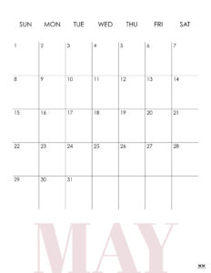 May 2022 Calendars - 25 FREE Printable Calendars | Printabulls