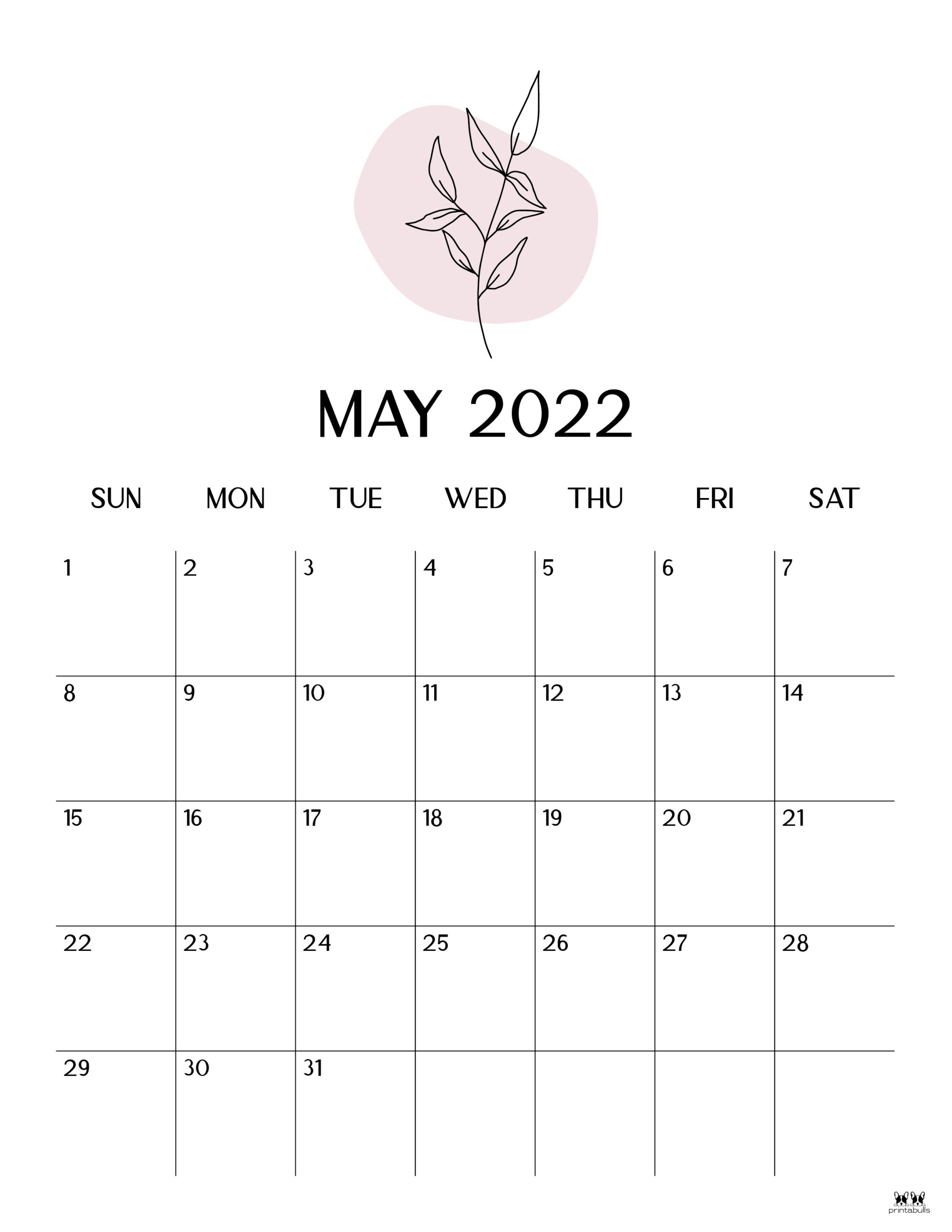 May 2022 Calendars - 25 FREE Printable Calendars | Printabulls