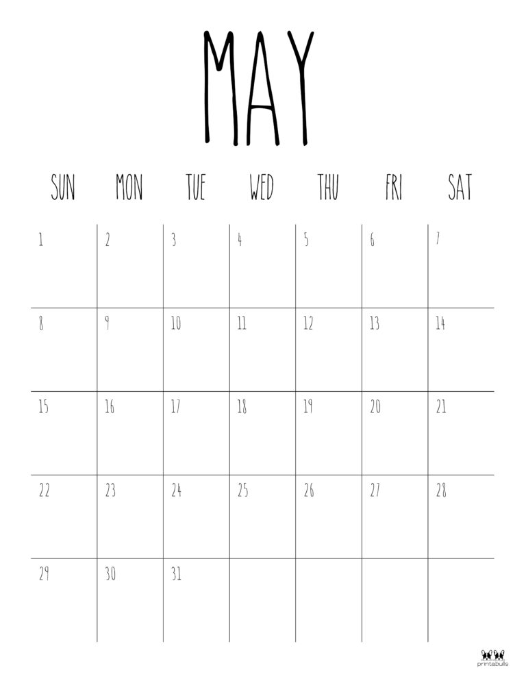 May 2022 Calendars - 25 FREE Printable Calendars | Printabulls