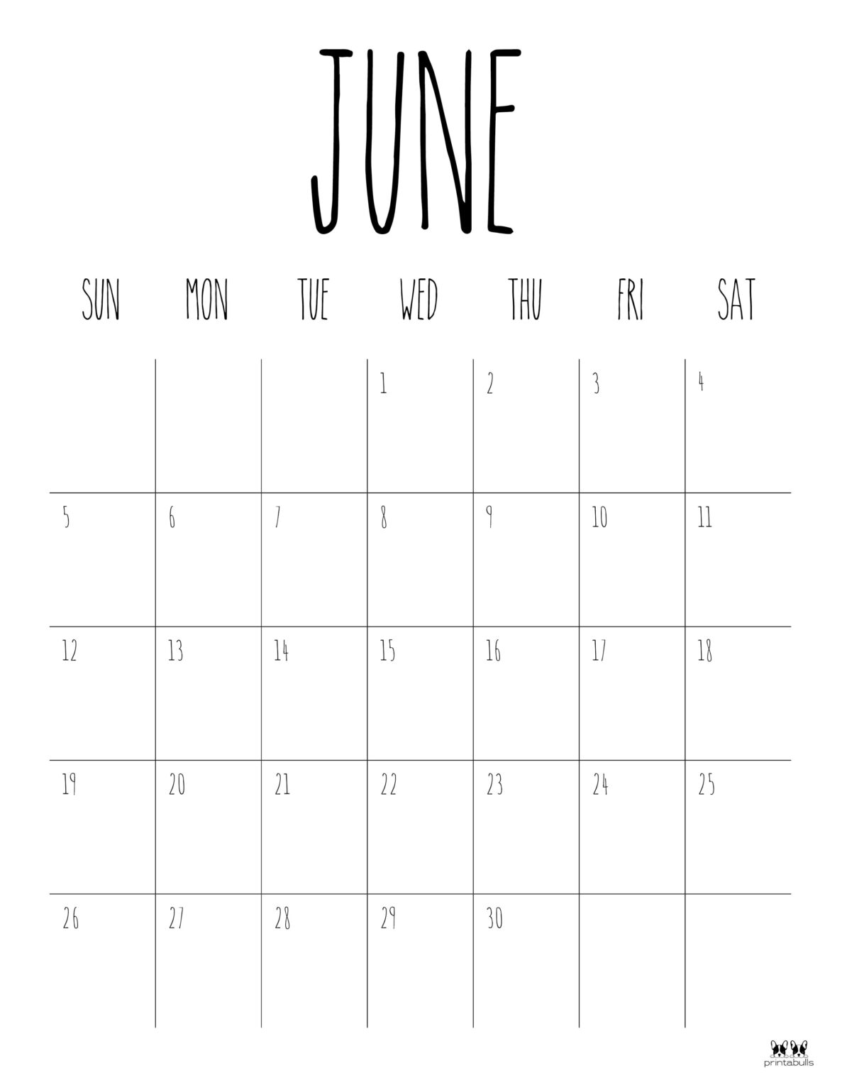 June 2022 Calendars - 25 FREE Printables | Printabulls